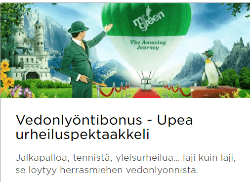 mr green vedonlyöntibonus